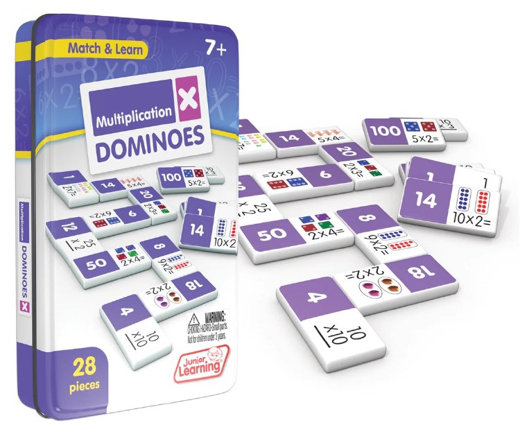 Multiplication Dominoes in Tin (Set 28)