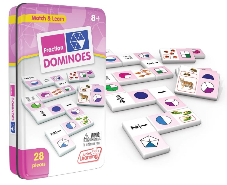 Fraction Dominoes in Tin (Set 28)