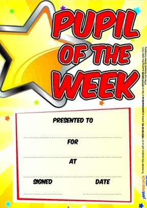 A5 Reward Certificates "Pupil of the Week" (Pack 20)