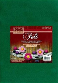 A4 Felt Sheets Green (Pack 10)