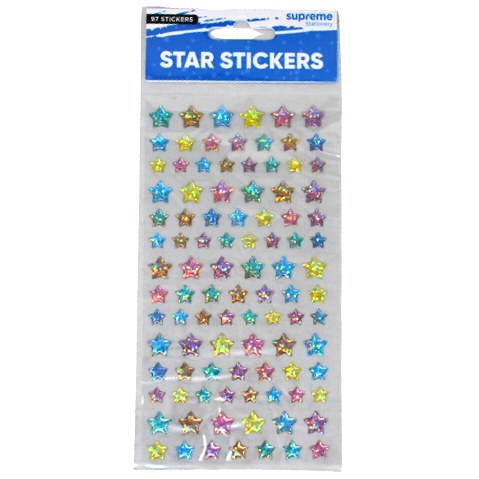 Mini Sparkle 3D Star Stickers 7,9 & 10mm (Pack 97)