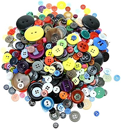 Round Craft/Lacing Buttons Assorted Styles, Sizes & Colours (Bag 500)