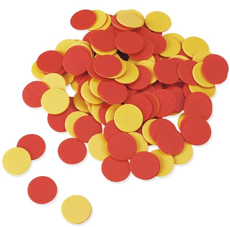 Round Counters 2-Coloured Red & Yellow 25mm (Set 120)