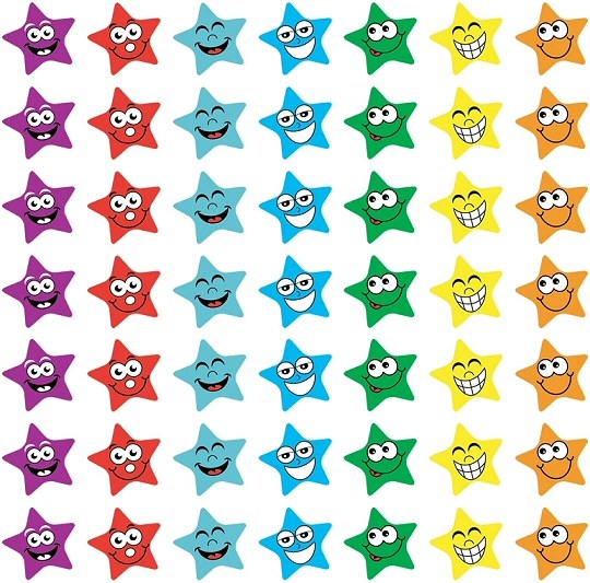 Smiley Face Star Stickers 18mm (245 stickers)