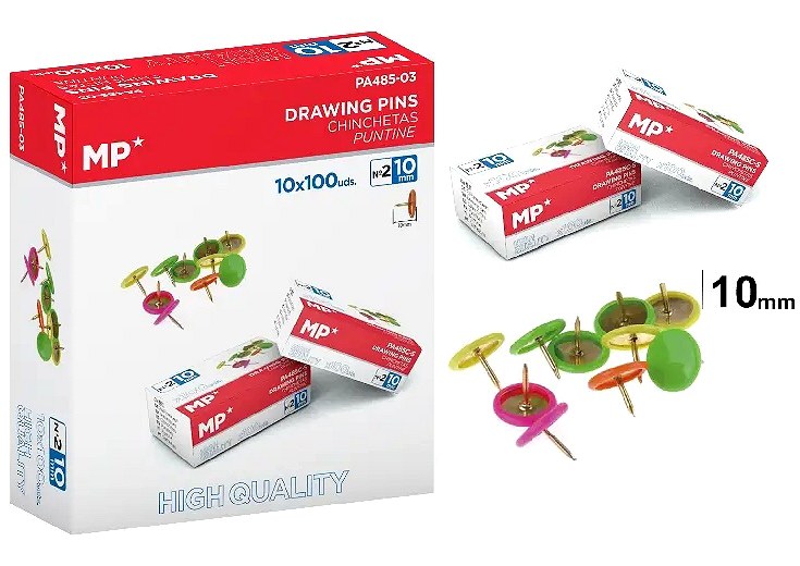 Drawing Pins Coloured (1000, 10 x Box 100)