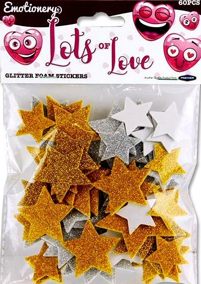 Adhesive Glitter Foam Stars Gold & Silver (Pack 60)
