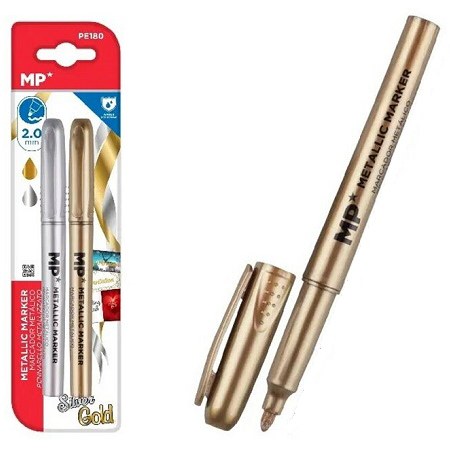 MP* Metallic Gold & Silver Markers Bullet Tip (Pack 2)