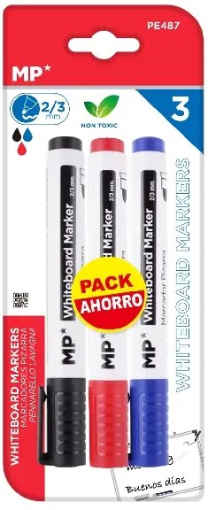 MP* Teachers Whiteboard Markers Bullet Tip Assorted Colours (Pack 3)