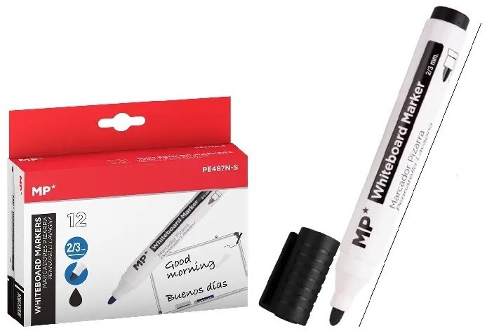 MP* Teachers Whiteboard Markers Bullet Tip Black (Box 12)