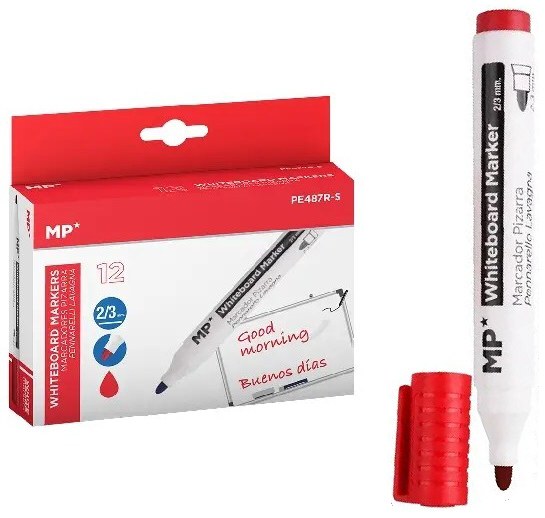 MP* Teachers Whiteboard Markers Bullet Tip Red (Box 12)