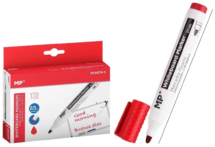 MP* Teachers Whiteboard Markers Bullet Tip Red (Box 12)