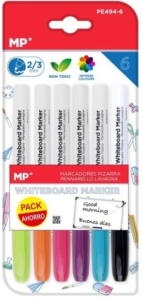 MP* Pupils Whiteboard Markers Assorted Bright Colours (Pack 6)