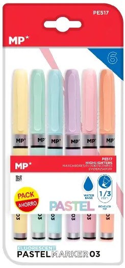 MP* Pastel Slim Highlighters (Pack 6)