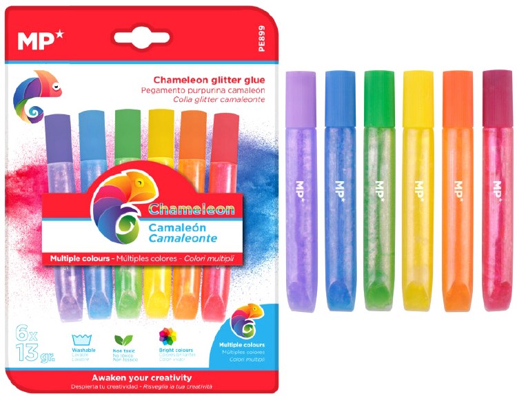MP* Glitter Glue Sticks 13g Bright Colours (Pack 6)