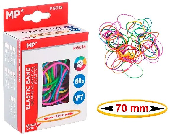 MP* Thin Elastic Bands 70mm Neon 60g