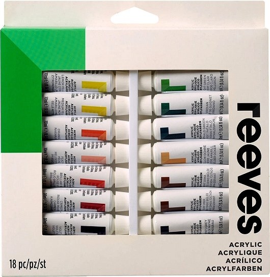 Reeves Acrylic Paint Tubes 12ml (Pack 18)