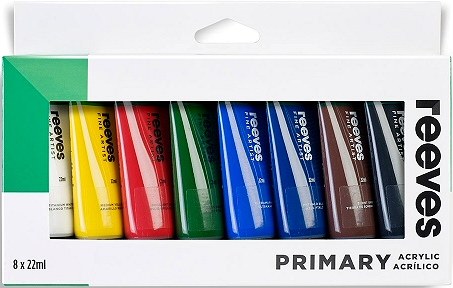 Reeves Acrylic Paint Tubes Primary Colours 22ml (Pack 8)