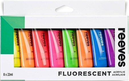 Reeves Acrylic Paint Tubes Fluorescent Colours 22ml (Pack 8)