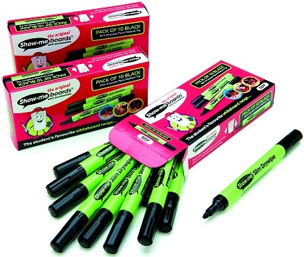 Show-me Pupils Whiteboard Pens MEDIUM Tip Black (Box 10)