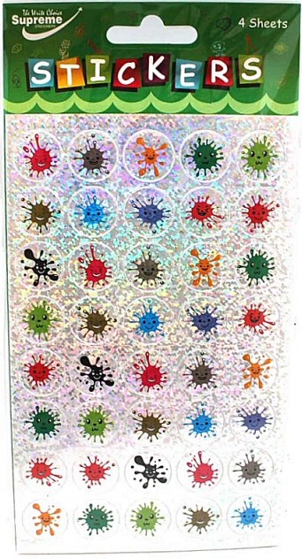 Sparkling Smiley Face Splash Stickers 18mm (160 stickers)