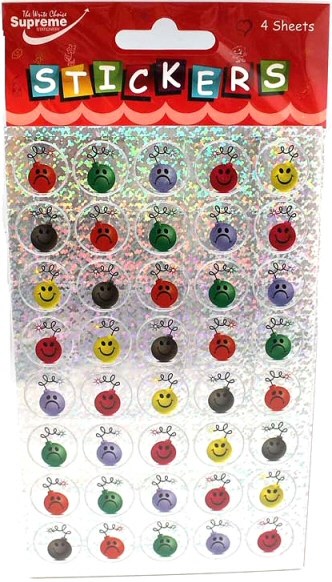 Sparkling Smiley Face Popper Stickers 18mm (160 stickers)
