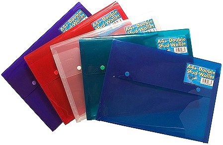 A4+ Stud Wallet Double Button Assorted Colours