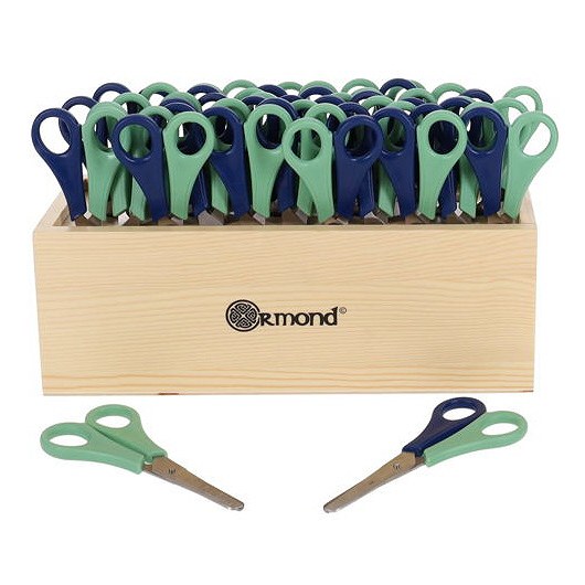 Childrens 5" Scissors & 32-Hole Wooden Scissor Block (Inc. 28 R/H & 4 L/H Scissors)