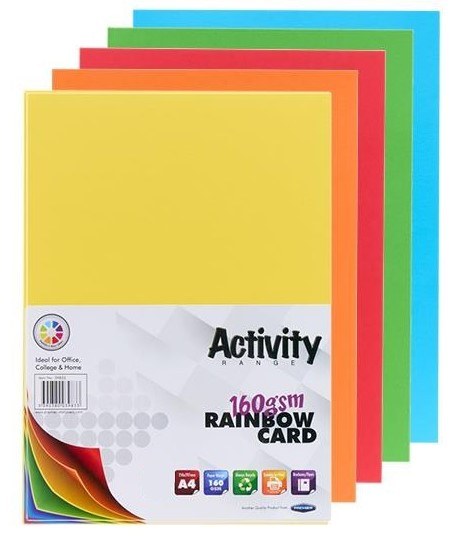 A4 Assorted Strong Coloured card (200 Sheets)