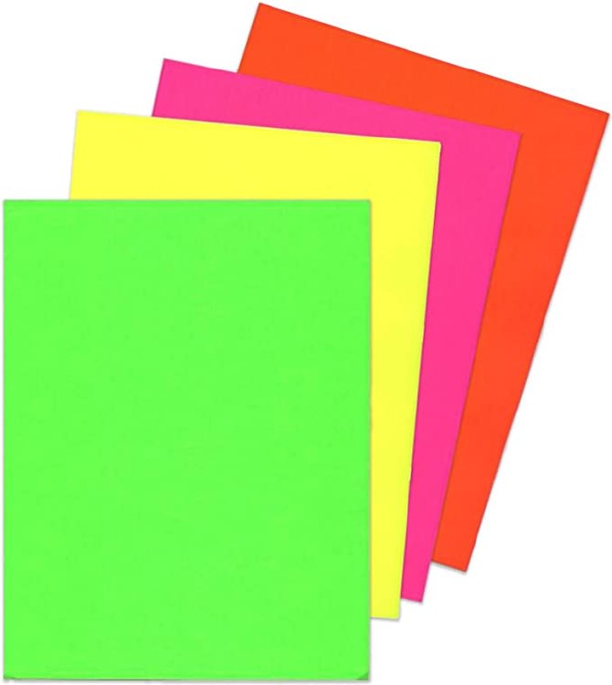 A4 Assorted Coloured Fluorescent Card (40 sheets)