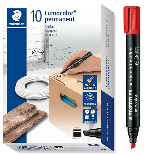 Staedtler Red Permanent Marker Chisel Tip (Box 10)