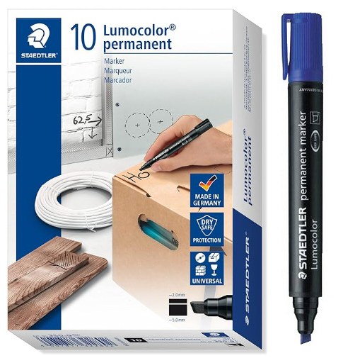 Staedtler Blue Permanent Marker Chisel Tip (Box 10)