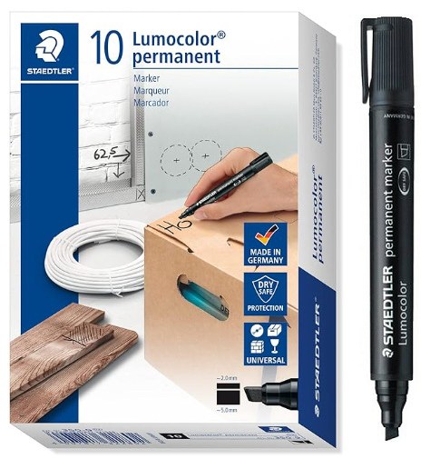 Staedtler Black Permanent Marker Chisel Tip (Box 10)