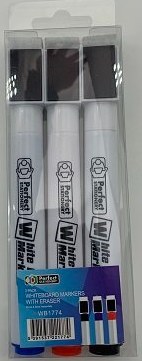 Teachers Whiteboard Markers Bullet Tip Assorted Colours (Pack 3)