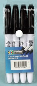Pupils Whiteboard Markers Black (Wallet 4)