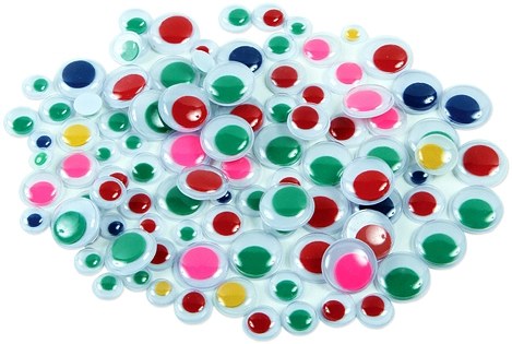 Adhesive Wiggly Eyes Assorted Colours & Sizes (Tub 500)