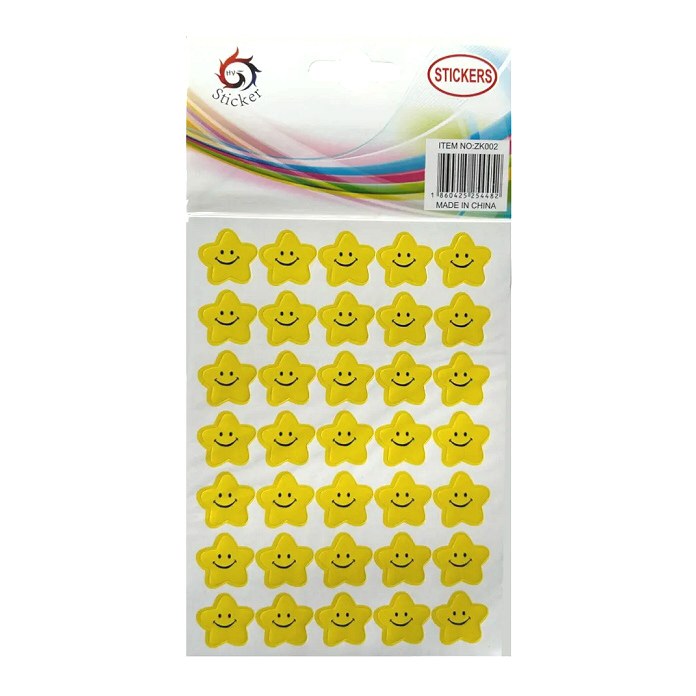 Smiley Face Star Stickers Yellow 18mm (350 stickers)