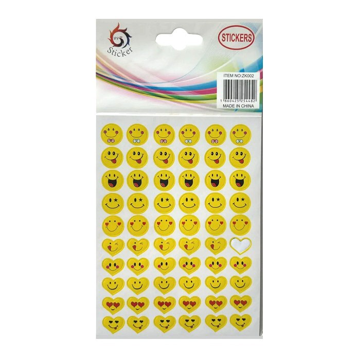 Smiley Face & Hearts Stickers Yellow 12mm (600 stickers)