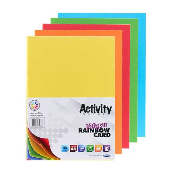 A4 Assorted Strong Coloured card (50 Sheets)