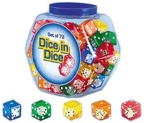 6 Dot Dice in Dice 18mm Assorted Colours (Tub 72)
