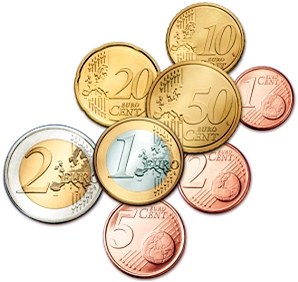 Euro Coins Actual Size (Bag 160)