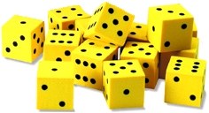 Foam 6 Dot Dice 18mm Yellow (Set 12)