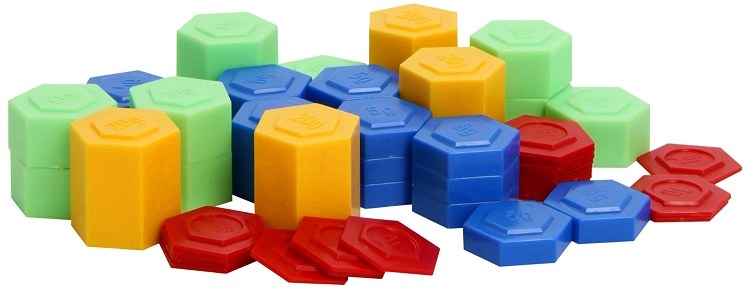 Stackable Plastic Weights Hexagonal in Bag (Set 54)