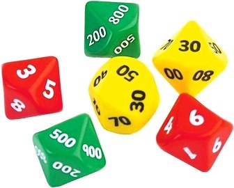 Place Value Dice H.T.U. 30mm (Set 6)