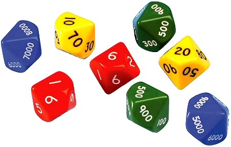 Place Value Dice T.H.T.U. 30mm (Set 8)