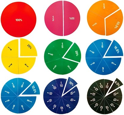 Pupils Printed Fraction Circle Set 8.5cm (51 Pieces)