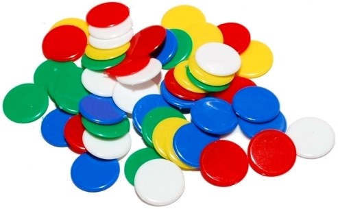 Round Counters 5 Assorted Colours 22mm (Bag 100)