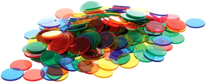 Round Counters Transparent Assorted Colours 18mm (Bag 250)
