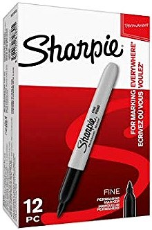 Black Sharpie Permanent Marker Fine Bullet Tip (Box 12)
