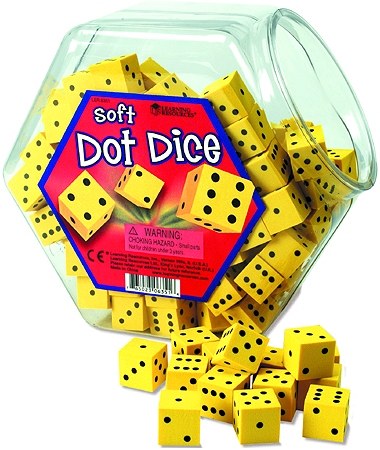 Foam 6 Dot Dice 18mm Yellow (Set 200)