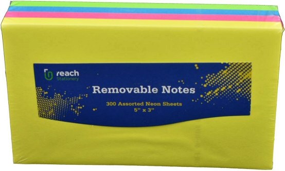 Sticky Notes 5" x 3" Neon Colours (Pack 300)